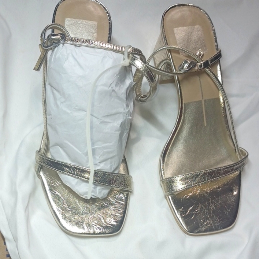 DOLCE VITA Elegant Metallic strapy Women's Sandals With Block Heels